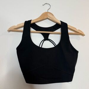 L Space Open Back Strappy Back Racer Scoop Neck Sports Longline Bra size small